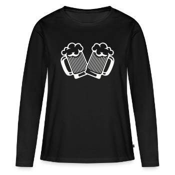 Tapotement des verres à bière - T-shirt manches longues Premium bio Femme - noir - Devant - Julia (174cm)