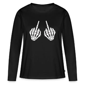 Skull hand_mittelfinger_2 - Women's Premium Organic Long Sleeve Shirt - black - Front - Julia (174cm)