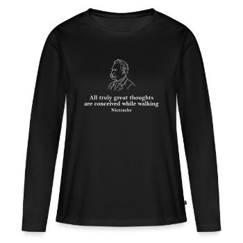 Nietzsche Walks of Wisdom quote - Women's Premium Organic Long Sleeve Shirt - black - Front - Julia (174cm)