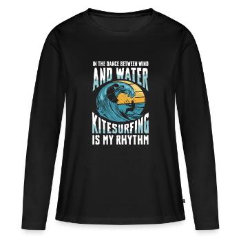 In the dance between wind and water kitesurfing is - Women's Premium Organic Long Sleeve Shirt - black - Front - Julia (174cm)