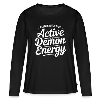 Active Demon Energy Witch Face - Women's Premium Organic Long Sleeve Shirt - black - Front - Julia (174cm)