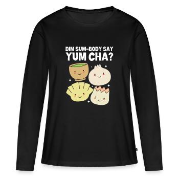 Dim sum - T-shirt manches longues Premium bio Femme - noir - Devant - Julia (174cm)