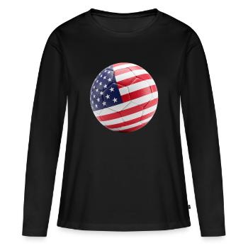 USA FLAG ON A SOCCERBALL - Women's Premium Organic Long Sleeve Shirt - black - Front - Julia (174cm)