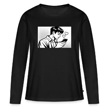Homme amoureux - T-shirt manches longues Premium bio Femme - noir - Devant - Julia (174cm)