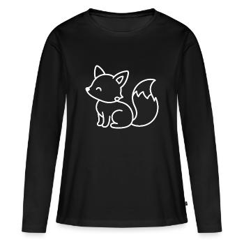 Côté renard mignon – Croquis d’animal des bois - T-shirt manches longues Premium bio Femme - noir - Devant - Julia (174cm)
