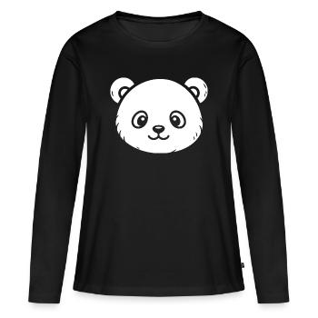 Cute Panda Sketch – Fluffy Animal Motif - Women's Premium Organic Long Sleeve Shirt - black - Front - Julia (174cm)