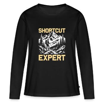 Shortcut Expert Hiking Mountains Mountaineering - Women's Premium Organic Long Sleeve Shirt - black - Front - Julia (174cm)