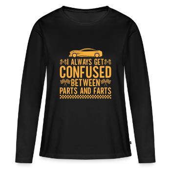 Slot Cars Gift Get Confused Between Parts & Farts - Women's Premium Organic Long Sleeve Shirt - black - Front - Julia (174cm)