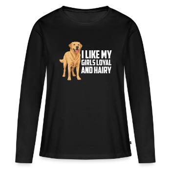 Labrador Retriever Ich mag meine Mädchen loyal und behaart - Frauen Premium Bio Langarmshirt - Schwarz - Vorne - Julia (174cm)