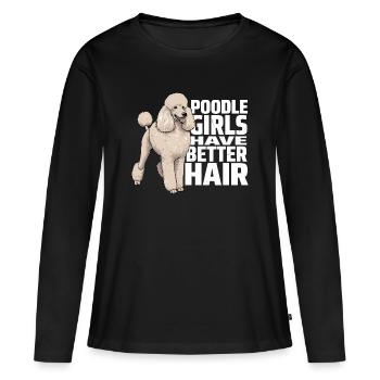 Les filles caniche ont un meilleur poil Caniche - T-shirt manches longues Premium bio Femme - noir - Devant - Julia (174cm)