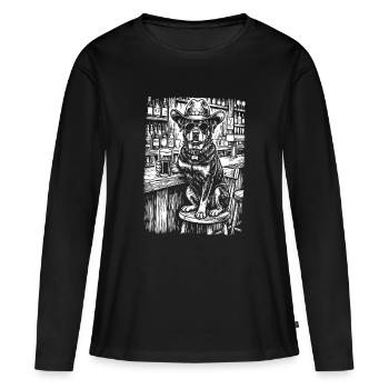 Cowboy Dog Beer Funny Rottweiler - Women's Premium Organic Long Sleeve Shirt - black - Front - Julia (174cm)