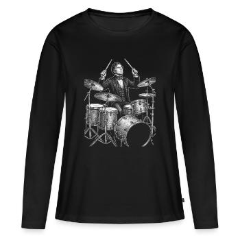 Style de croquis du batteur Franklin Pierce - T-shirt manches longues Premium bio Femme - noir - Devant - Julia (174cm)