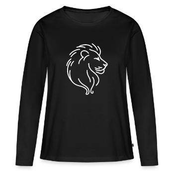 Lion Profile Sketch – Majestic Wildcat - Women's Premium Organic Long Sleeve Shirt - black - Front - Julia (174cm)