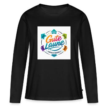 Gute Laune Kreis Farbig Positiv - Frauen Premium Bio Langarmshirt - Schwarz - Vorne - Julia (174cm)