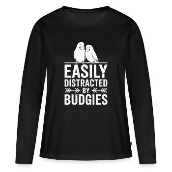 Budgie Sayings Joke Budgie Gift - Women's Premium Organic Long Sleeve Shirt - black - Front - Julia (174cm)