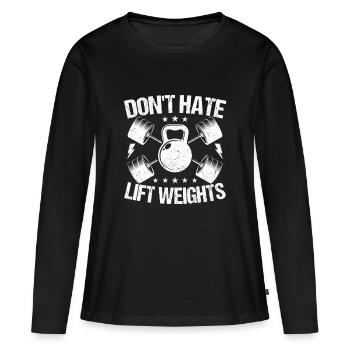Le bodybuilder en powerlifting n’aime pas soulever des poids - T-shirt manches longues Premium bio Femme - noir - Devant - Julia (174cm)