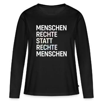 Human rights instead of right-wing people Spruch Demo - Women's Premium Organic Long Sleeve Shirt - black - Front - Julia (174cm)