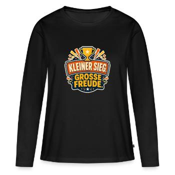 Kleiner Sieg Große Freude Trophy - Frauen Premium Bio Langarmshirt - Schwarz - Vorne - Julia (174cm)