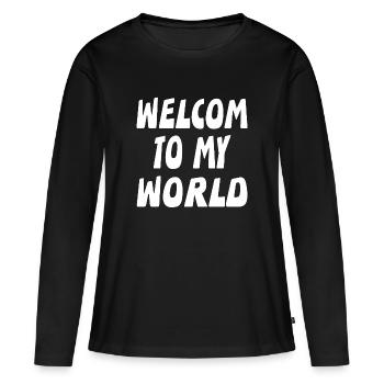 Bienvenue - T-shirt manches longues Premium bio Femme - noir - Devant - Julia (174cm)