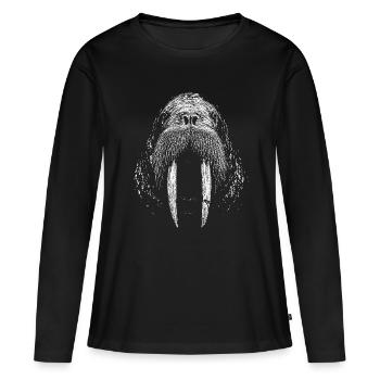 Walross - Frauen Premium Bio Langarmshirt - Schwarz - Vorne - Julia (174cm)