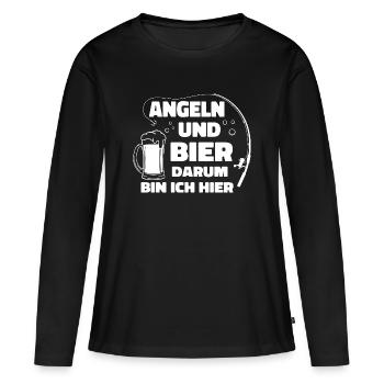 Angeln Und Bier - Frauen Premium Bio Langarmshirt - Schwarz - Vorne - Julia (174cm)
