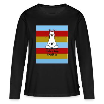Meditating Lama - Frauen Premium Bio Langarmshirt - Schwarz - Vorne - Julia (174cm)