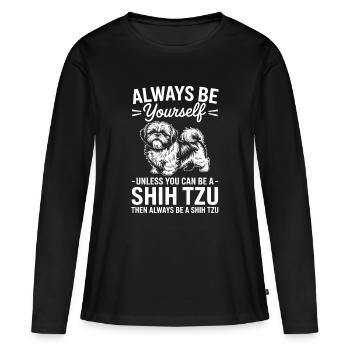 Shih Tzu Sayings Dogs Funny Shih Tzu Gift - Women's Premium Organic Long Sleeve Shirt - black - Front - Julia (174cm)