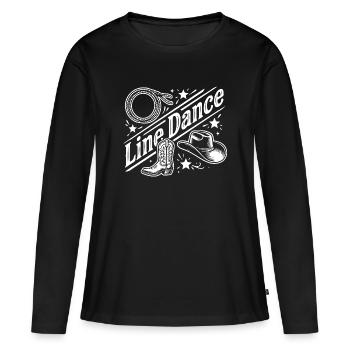 Line Dance Western Boots & Hat - Frauen Premium Bio Langarmshirt - Schwarz - Vorne - Julia (174cm)