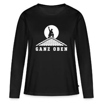 Ganz Oben – Dachdecker Handwerker Spruch Vektor - Frauen Premium Bio Langarmshirt - Schwarz - Vorne - Julia (174cm)