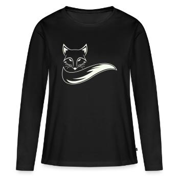 Fuchs Silhouette mit Schweif - Frauen Premium Bio Langarmshirt - Schwarz - Vorne - Julia (174cm)