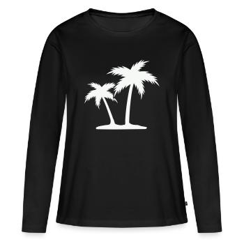 Palmeninsel Silhouette - Frauen Premium Bio Langarmshirt - Schwarz - Vorne - Julia (174cm)
