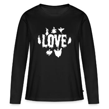 Halloween LOVE Halloween Pumpkin Ghost Halloween - Women's Premium Organic Long Sleeve Shirt - black - Front - Julia (174cm)