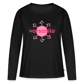 vielseitig - Frauen Premium Bio Langarmshirt - Schwarz - Vorne - Julia (174cm)