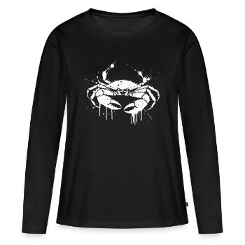 Crab Splash Grunge White - Frauen Premium Bio Langarmshirt - Schwarz - Vorne - Julia (174cm)