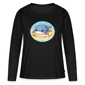 Wal auf Sandbank im Meer - Frauen Premium Bio Langarmshirt - Schwarz - Vorne - Julia (174cm)