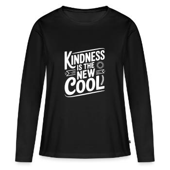 Freundlichkeit ist die neue Coolness - Frauen Premium Bio Langarmshirt - Schwarz - Vorne - Julia (174cm)