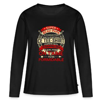 Super Beau-Papa Cadeau Fête Des Pères Rétro - T-shirt manches longues Premium bio Femme - noir - Devant - Julia (174cm)