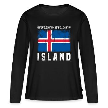 Island Reise - Frauen Premium Bio Langarmshirt - Schwarz - Vorne - Julia (174cm)