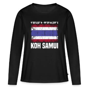 Koh Samui Koordinaten - Frauen Premium Bio Langarmshirt - Schwarz - Vorne - Julia (174cm)