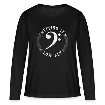 Bass Clef Vintage Keeping It Low Key Musician Gift - Women's Premium Organic Long Sleeve Shirt - black - Front - Julia (174cm)