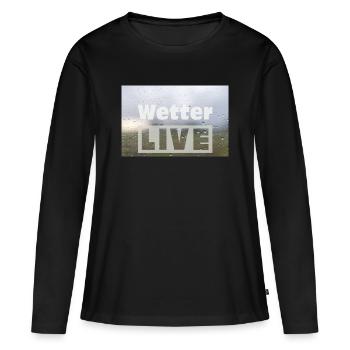 Wetter LIVE – Minimalistisches Regen Poster - Frauen Premium Bio Langarmshirt - Schwarz - Vorne - Julia (174cm)