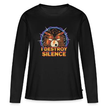 Zerstöre Stille - Frauen Premium Bio Langarmshirt - Schwarz - Vorne - Julia (174cm)