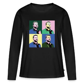 Zelensky Pop-Art - T-shirt manches longues Premium bio Femme - noir - Devant - Julia (174cm)