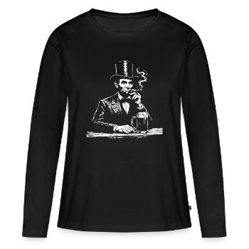 Abraham Lincoln raucht Zigarre - Frauen Premium Bio Langarmshirt - Schwarz - Vorne - Julia (174cm)