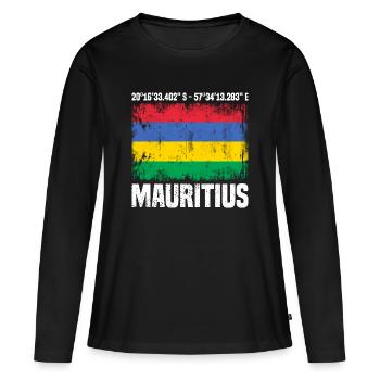 Coordonnées de Maurice - T-shirt manches longues Premium bio Femme - noir - Devant - Julia (174cm)