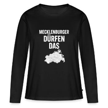 Mecklenburg Dürfen Das - Frauen Premium Bio Langarmshirt - Schwarz - Vorne - Julia (174cm)