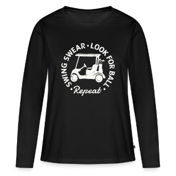 Swing Swear - Look For Ball - Repeat  - Frauen Premium Bio Langarmshirt - Schwarz - Vorne - Julia (174cm)