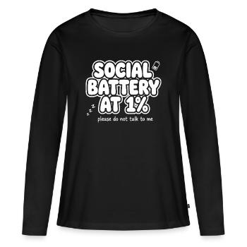 Batterie sociale à un pour cent - T-shirt manches longues Premium bio Femme - noir - Devant - Julia (174cm)