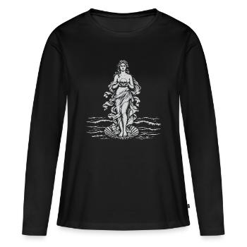 Venus-Göttin mit Schädel auf See - Frauen Premium Bio Langarmshirt - Schwarz - Vorne - Julia (174cm)
