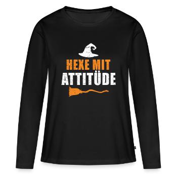 Hexe Mit Attitüde - Frauen Premium Bio Langarmshirt - Schwarz - Vorne - Julia (174cm)